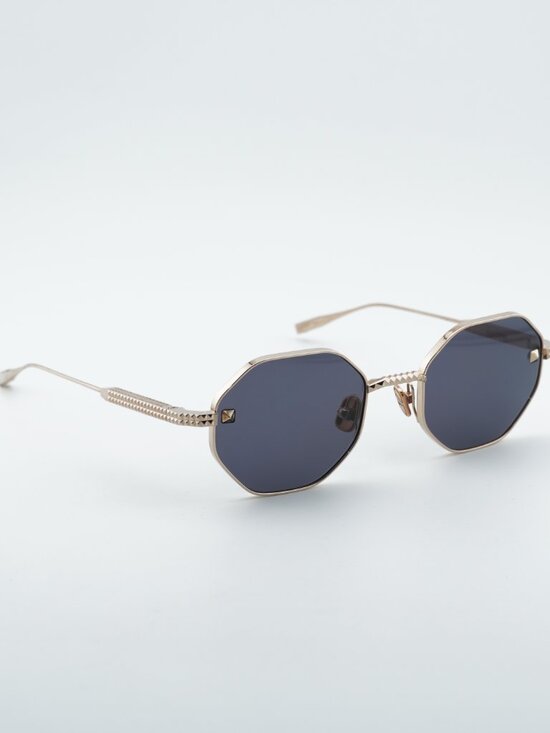 Valentino V-STUD VLS-122A Sunglasses Gold Geometric Frame,Dark Grey AR Lenses main image 7